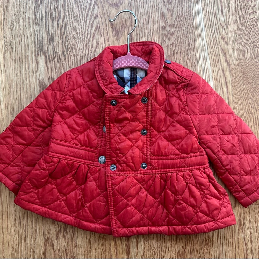 Burberry Kids Red Quilted Puffer Jacket